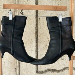 Ferragamo black leather booties